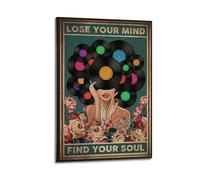 Terp Poster artistico da parete con scritta "Lose Your Mind Find Your Soul1", regalo per amici, camera da letto, soggiorno, stile moderno, con cornice, 30 x 45 cm