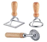 Terphadp 3 Pezzi Ravioli Stamp Maker Cutter con Set di Ruote un Rulli, Stampo con Manico nel Legno per Pasta, Gnocchi, Lasagne, Torte