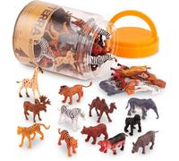 Terra by Battat - 60 Pezzi Animali Selvatici - Miniature assortite, leone, tigre, zebra, ippopotamo, elefante, alce, cammello e altro ancora, statuette per bambini dai 3 anni+