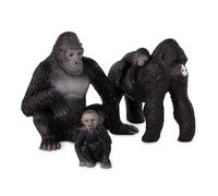 Terra by Battat Famiglia Gorilla, figurine realistiche safari | Set da 4 in plastica con 2 gorilla adulti e 2 cuccioli, animali della giungla e dello zoo per gioco e collezione, 3+ anni