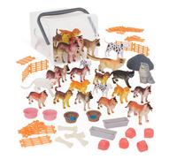 Terra by Battat - Figurine e accessori per cani e gatti - Set di 60 animali giocattolo per bambini - Animali domestici in miniatura - Ciotole per