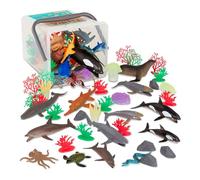 TERRA by Battat - Mondo marino - Figurine di animali dell'oceano e accessori - Secchiello per animali giocattolo da 60 pezzi per bambini - Animale marino giocattolo - 3 anni +
