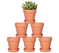 Terra Cotta Pentole con piattino, 10,2 cm, confezione da 6 vasi da fiori in argilla con drenaggio, ideali per piante, artigianato, bomboniera (10,2 cm)