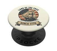 Terra dei liberi dal 1776 Patriottico 4 luglio Barca a vela PopSockets PopGrip Adesivo