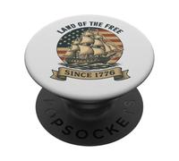 Terra dei liberi dal 1776 Patriottico 4 luglio Barca a vela PopSockets PopGrip Adesivo