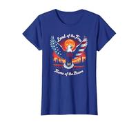 Terra dei Liberi, Patria dei Coraggiosi Maglietta, Donna, Blu Reale, XS