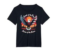 Terra dei Liberi, Patria dei Coraggiosi Maglietta, Donna Plus-Size, Nero, 1X