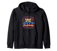 Terra del Rizz Groovy 4 luglio Orgoglio patriottico americano Felpa con Cappuccio