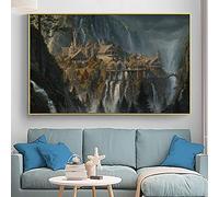 Terra di Mezzo Gran Burrone Paesaggio Film Poster E Stampe Dipinto Su Tela Wall Art Un Anello Immagine per La Decorazione Della Stanza 80x127cm(31x50in) Senza Cornice