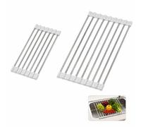 Terra Distribution Scolapiatti pieghevole, sottile da 24 cm, regolabile da 28 a 45 cm, leggero e compatto per piccole cucine, design giapponese