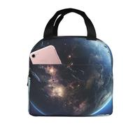 Terra e Luna Borsa per il pranzo riutilizzabile portatile Lunch Box a prova di perdite isolata Cooler Borsa Tote con tasca frontale per donne uomini Viaggi Picnic Ufficio Lavoro
