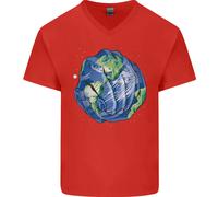 Terra Mani Climate Change Ambiente Uomo Scollo A V Cotone T-Shirt