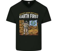 Terra Primo Climate Change Astronauta Mars Uomo Scollo A V Cotone T-Shirt