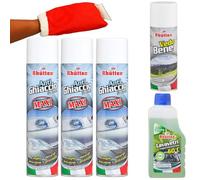 Terra Ricambi 3x Spray Antighiaccio No Frost MAXI 400ml + Vedo Bene Antiappannante + Guanto Raschiaghiaccio + Lavavetri Concentrato Antigelo | Scioglie Ghiaccio, Protegge, Anti Condensa - TRAVEL KIT.