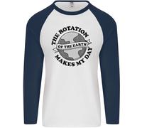 Terra Rotazione Astronomia Pianeti Universo Uomo L/S Baseball T-Shirt