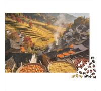 Terraced Fields Puzzle 1000 Pezzi Riciclato Materiale Drying Crops Puzzles for Elderly Alleviare Demenza Senile Divertente Famiglia Gioco Attività Home 38x26cm/1000pcs
