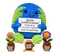 TerraDesign® | Statuetta Mondo | Idea Regalo Compleanno Uomo Donna Ragazzi | Originale Simpatico | Decorazione Casa | Soprammobile Moderno Uncinetto | Pensierino Miglior Amico Collega Fratello Sorella