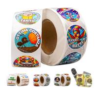 TerraDesign - Sticker Incoraggiamento Bambini - 50 Design Scool - 500 Autoadesivi Coraggio - Bollini Adesivi Maestra e Insegnante - Scuola Primaria - Metodo a Gettoni - Reward