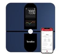 TERRAILLON - COLOR CONNECT - Bilancia connessa Bluetooth, Frequenza cardiaca, Masse: grasso-muscolare-idrico-ossea, BMI, Capacità 180 kg, Graduazione 50 g, Schermo Multi Display Colore, Blu