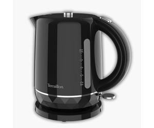 TERRAILLON -DIAMANT NOIR - Bollitore elettrico 1,5L, 2200W, Base girevole a 360°, spegnimento automatico e pulsante retroilluminato, indicatore del livello dell'acqua, base goffrata effetto diamante,