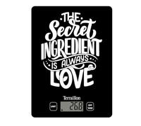TERRAILLON - FIRST SECRET- Bilancia elettronica per cusine, vassoio in vetro, capacità 3 kg, gradazione 1 g, tara, conversioni liquide, ultra-sottile e compatta - Display LCD - Segreto