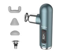 TERRAILLON - MINI MASSAGER - Pistola massaggiante, per il relax e il benessere, 6 velocità, 4 testine, funzione riscaldante, 800-3200 giri/min, massaggio con olio, USB-C, 5 ore di autonomia, blu-verde