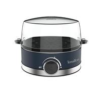 TERRAILLON - NEW MOON - Fornello per uova elettrico, Capacità 7 uova, 410 W, Timer integrato, coperchio integrato, tazza di misurazione, Corpo in acciaio verniciato, Blu