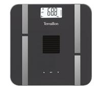 TERRAILLON - SUN POWER FIT - Pesa persona elettronica Impedenzometro, energia solare e luce artificiale, senza batterie, capacità 180 kg, gradazione 100 g, schermo LCD, vassoio vetro, grigio