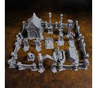 Terrain Cimitero D&D per Miniature da 28mm - Scenografia Realistica di Cimitero con Lapidi e Sepolcri per Giochi di Ruolo da Tavolo, di - Compatibile con di Ruolo da Tavolo D&D
