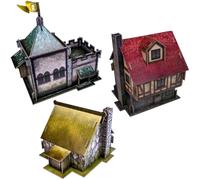 Terrain Crate Village Buildings Pack | 3 edifici fantasy, edifici del terreno | Cappella, Cottage & Townhouse | Compatibile con Warhammer Age of Sigmar, Kings of War & More | Scala 28-32 mm