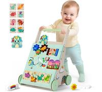 TERRAMUS Girello in legno, dinosauro bambino Push Walker, Montessori Learning Activity Center per ragazzi e ragazze, sviluppa abilità motorie giocattoli seduti a stare in piedi, regali educativi