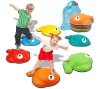 TERRAMUS Pietre di equilibrio per bambini 6 pietre sensoriali antiscivolo per corse ad ostacoli indoor ed outdoor attrezzature da gioco sensoriali per bambini piccoli giocattolo per