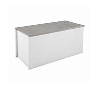 Terraneo Hallway Baule Contenitore Colore Bianco Copertura superficiale effetto PIETRA 90x45x45 cm cassa panca Made in Italy con pistone per chiusura rallentata e sicura Design elegante