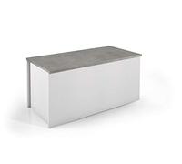 Terraneo baule contenitore con chiusura rallentata soft-close - Mobile salvaspazio pratico e sicuro, dimensioni 90x45x45 cm, ideale per soggiorno, ingresso o camera (Bianco cemento)