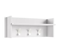 Terraneo Hallway Pannello appendiabiti a muro con ampio ripiano e 3 ganci Colore Bianco Effetto Legno 90 x 29 x 34 cm Made in Italy Attaccapanni Elegante Design italiano