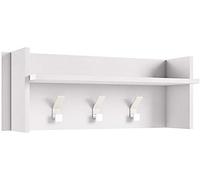 Terraneo Hallway Pannello appendiabiti a muro con ampio ripiano e 3 ganci Colore Bianco Effetto Legno 90 x 29 x 34 cm Made in Italy Attaccapanni Elegante Design italiano