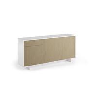 Terraneo madia con 3 ante e 1 cassetto, colore bianco canneté chiaro - Mobile moderno contenitore per soggiorno, sala da pranzo o ingresso, 170x42x78 cm