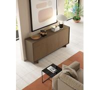 Terraneo madia con 3 ante e 1 cassetto, colore bronzo canneté scuro - Mobile contenitore elegante per soggiorno o sala da pranzo, dimensioni 170x42x78 cm