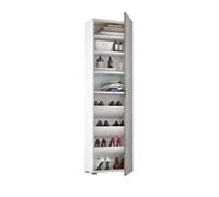 Terraneo mobile bianco con anta, sette ripiani regolabili per organizzare con stile ogni ambiente, design compatto e funzionale, dimensioni 50x30x182 cm (Bianco cemento)