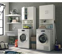 terraneo Mobile coprilavatrice salvaspazio bianco in legno truciolare 2 ante con ripiano interno,