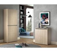 Terraneo mobile multiuso con 2 ante, maniglia a gola e 3 ripiani regolabili - Mobile basso contenitore pratico da 80x37x102 cm per ogni ambiente (Beige)