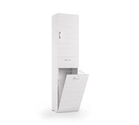 Terraneo mobile multiuso con cestello portabiancheria estraibile, colore bianco, ideale per bagno o lavanderia, salvaspazio - Dimensioni 45x32x195 cm