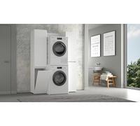 Terraneo mobile multiuso sopra lavatrice - Struttura salvaspazio 65x32x195 cm per bagno o lavanderia (Bianco con 3 ripiani)