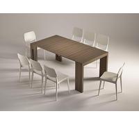 Terraneo tavolo consolle trasformabile in colore noce, elegante design salvaspazio con apertura fino a 186 cm, ideale per ambienti versatili, dimensioni cm 90x44/186x77