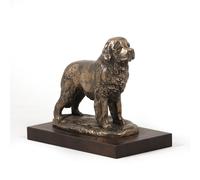 Terranova - busto/statua di cane su base di legno, Art Dog IT