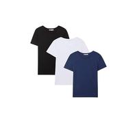 TERRANOVA Pack 3 t-Shirt Tinta Unita basiche da Donna Colore 1x Bianco, 1x Nero, 1x Blu Taglia M