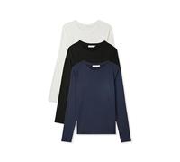 TERRANOVA Set 3 Maglie Donna Maniche Lunghe Girocollo - vestibilità Regolare, Tinta Unita, Design Versatile per Ufficio e Casual - Ideali per Ogni Occasione - VAR Blu Scuro, S - FBA