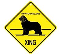 Terranova Xing Caution Crossing, cartello in metallo per cani, regalo per casa, ufficio, bar, interni, esterni, decorazione da parete, cartello quadrato da 8 x 8 pollici
