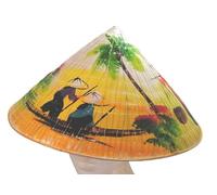 Terrapin Trading Cappello vietnamita Non Conico Dipinto Genuino Vietnam Asia Viet Cong Farmer