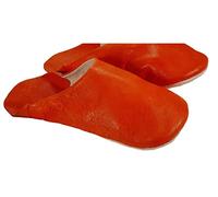 Terrapin Trading Ciabatte marocchine in pelle da uomo del commercio equo e solidale con suola morbida, Arancione, 40 EU
